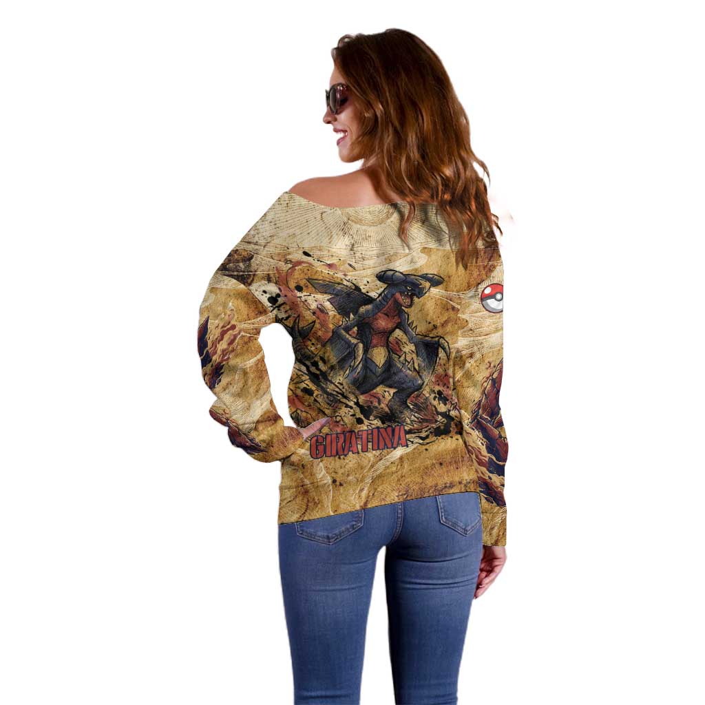 The Desert Apex Giratina Off Shoulder Sweater Grunge Ink Sandstorm Art