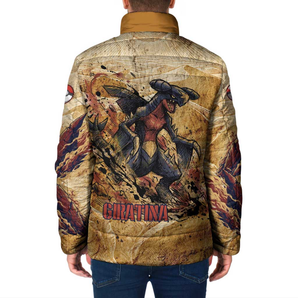 The Desert Apex Giratina Padded Jacket Grunge Ink Sandstorm Art