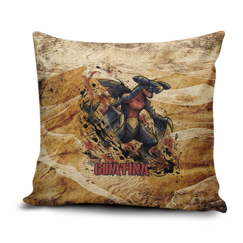 The Desert Apex Giratina Pillow Cover Grunge Ink Sandstorm Art