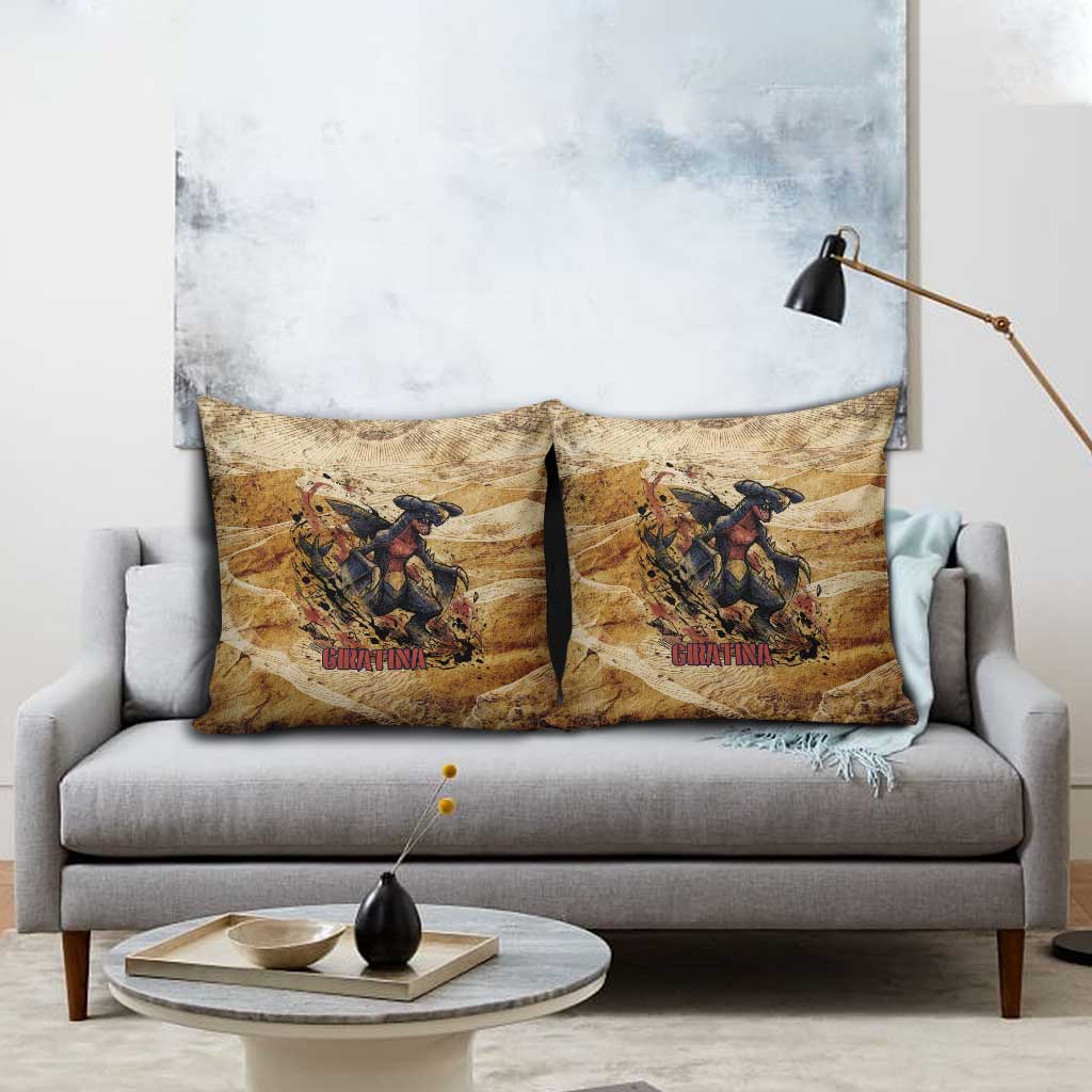 The Desert Apex Giratina Pillow Cover Grunge Ink Sandstorm Art