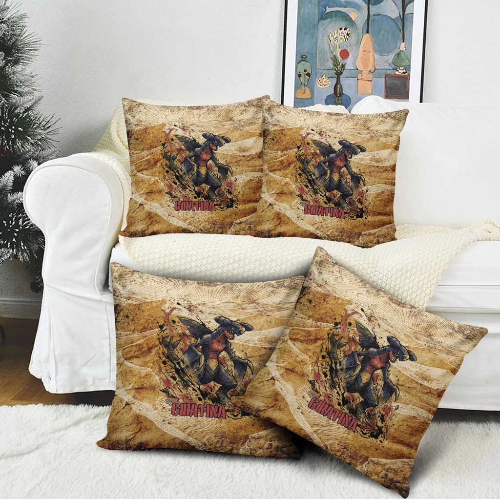 The Desert Apex Giratina Pillow Cover Grunge Ink Sandstorm Art
