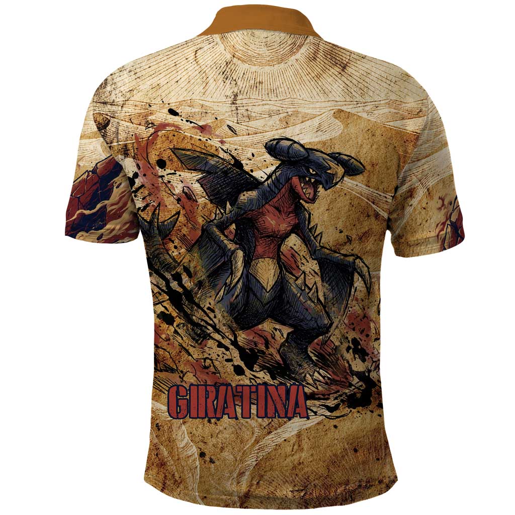 The Desert Apex Giratina Polo Shirt Grunge Ink Sandstorm Art