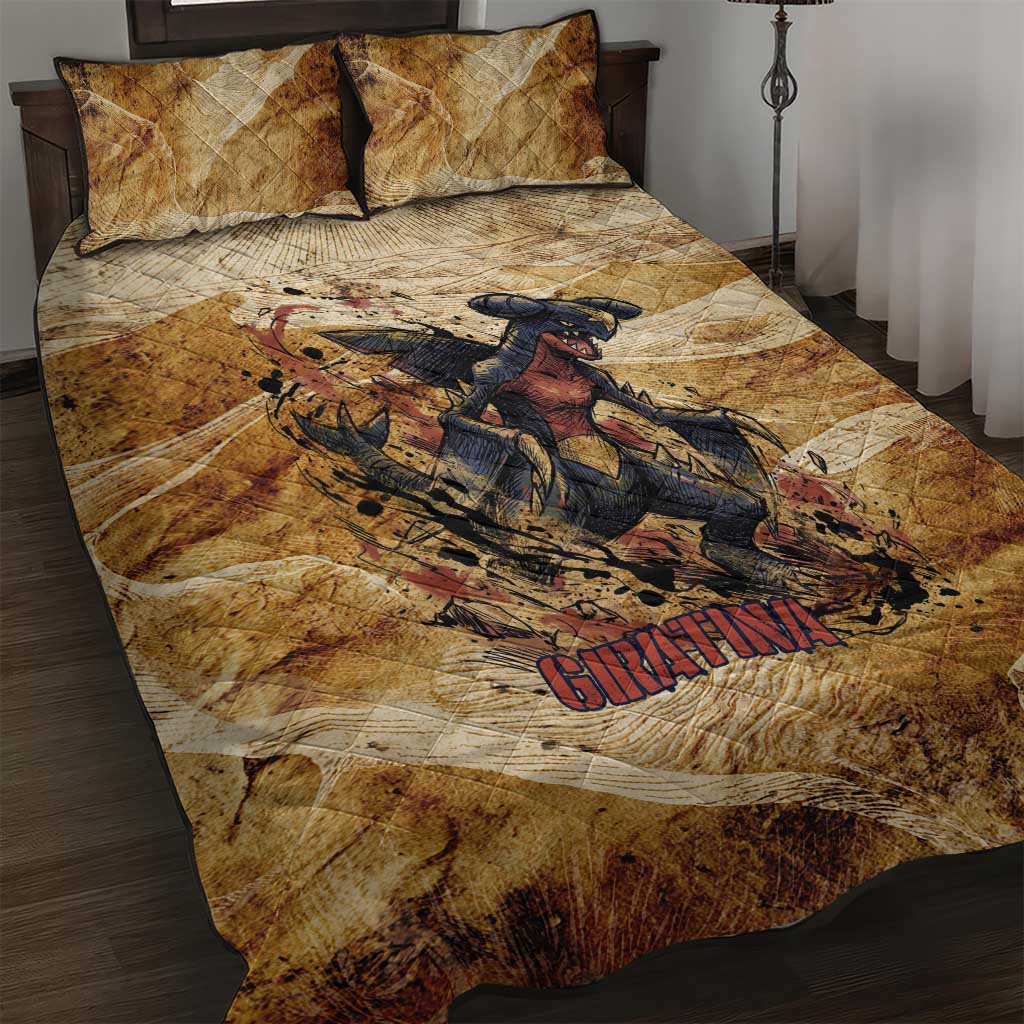 The Desert Apex Giratina Quilt Bed Set Grunge Ink Sandstorm Art