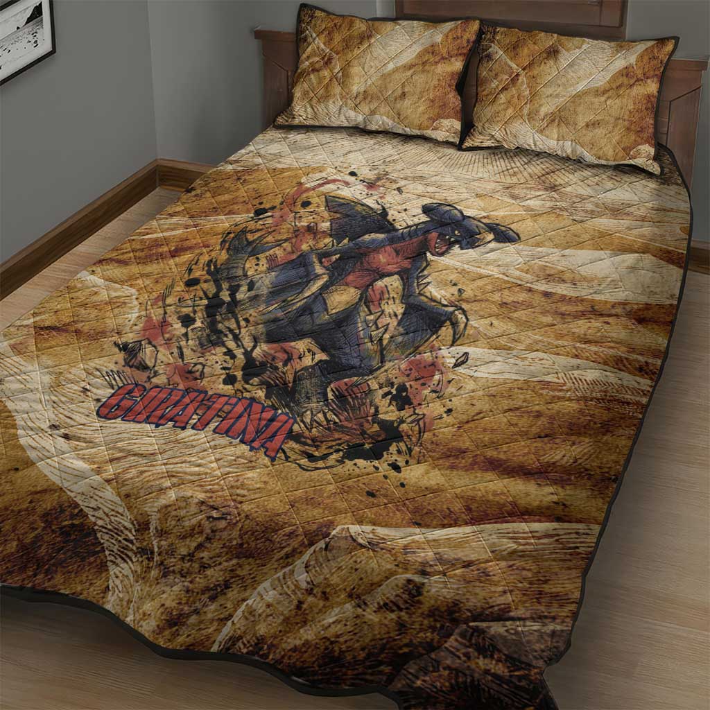 The Desert Apex Giratina Quilt Bed Set Grunge Ink Sandstorm Art