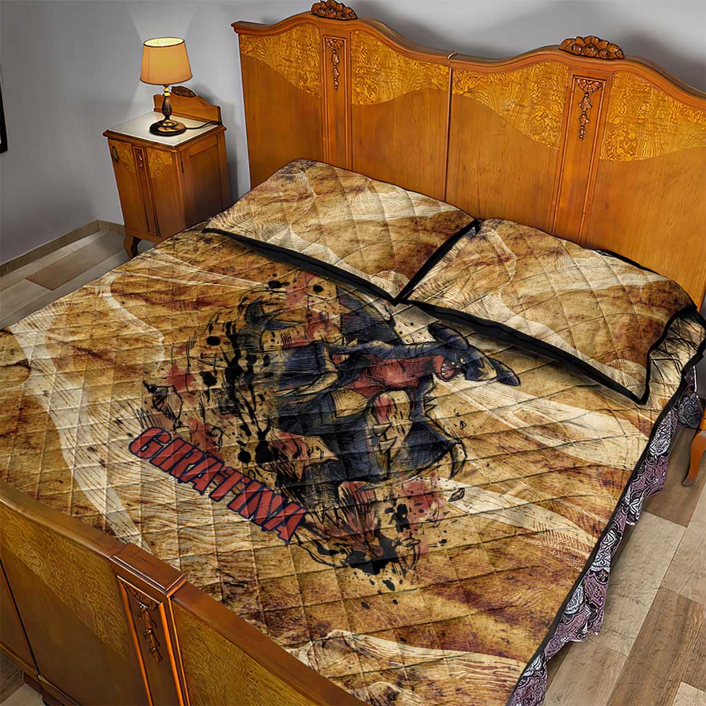 The Desert Apex Giratina Quilt Bed Set Grunge Ink Sandstorm Art