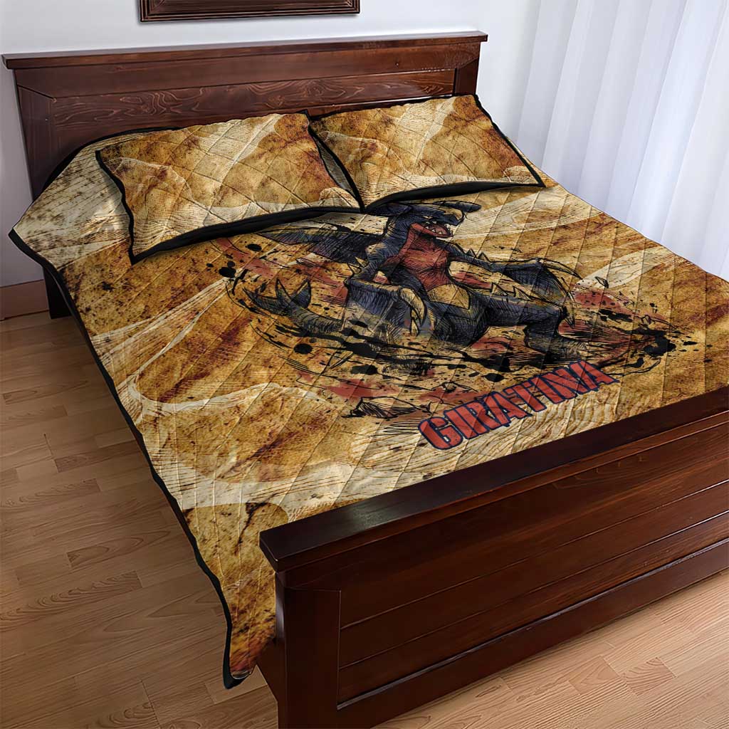 The Desert Apex Giratina Quilt Bed Set Grunge Ink Sandstorm Art