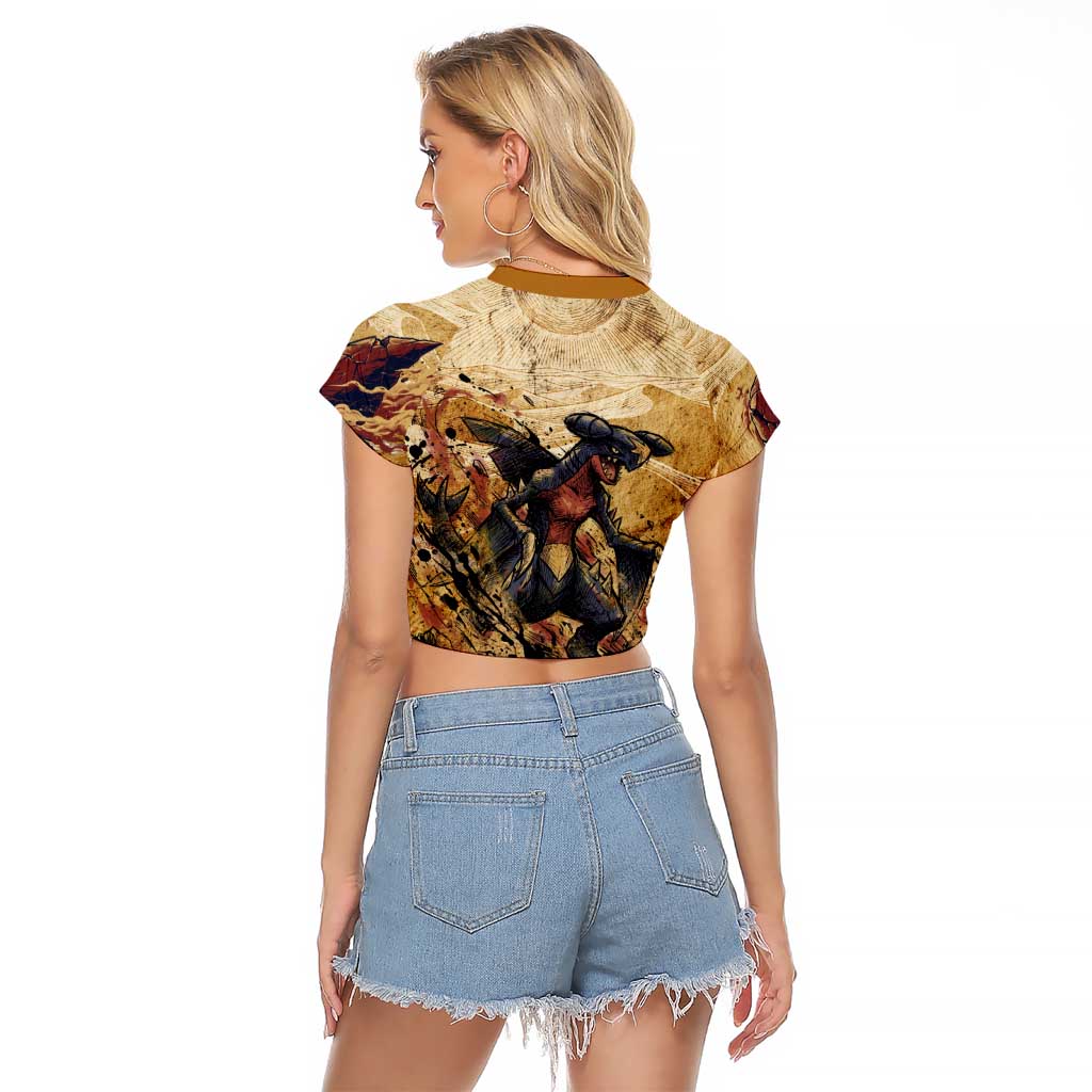 The Desert Apex Giratina Raglan Cropped T Shirt Grunge Ink Sandstorm Art