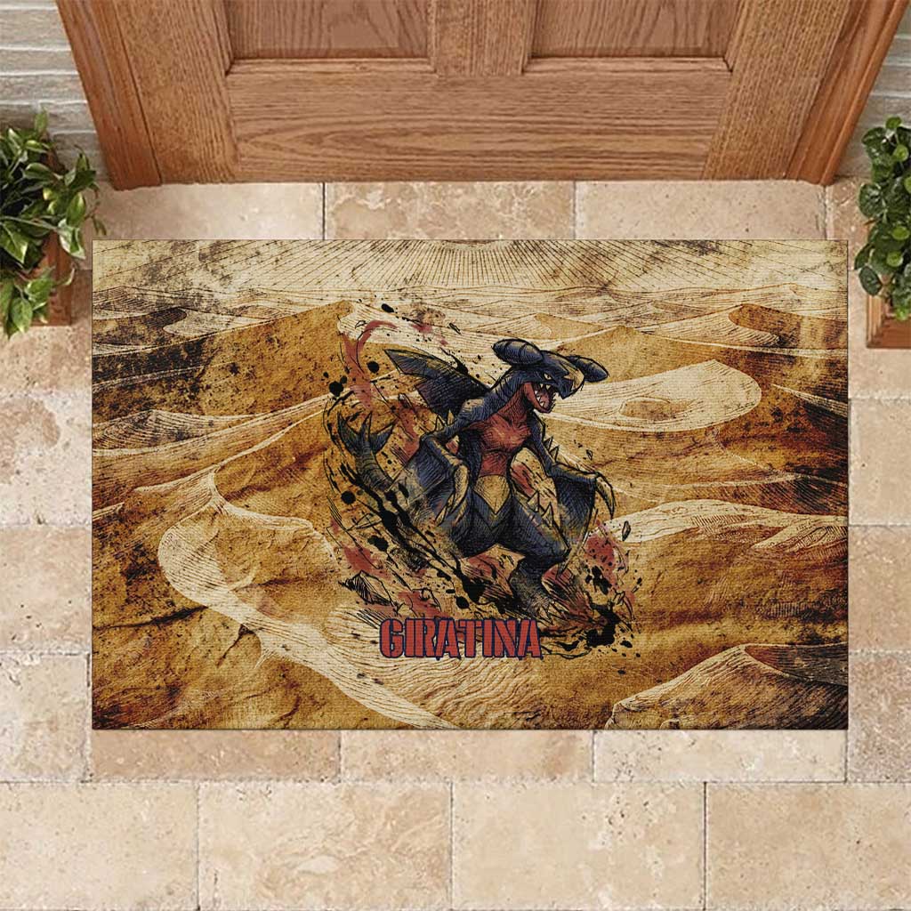 The Desert Apex Giratina Rubber Doormat Grunge Ink Sandstorm Art