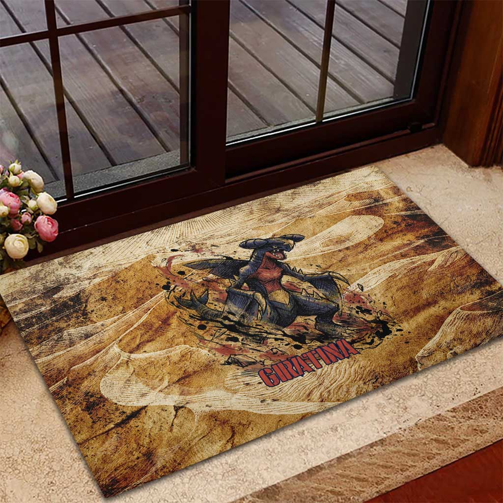 The Desert Apex Giratina Rubber Doormat Grunge Ink Sandstorm Art
