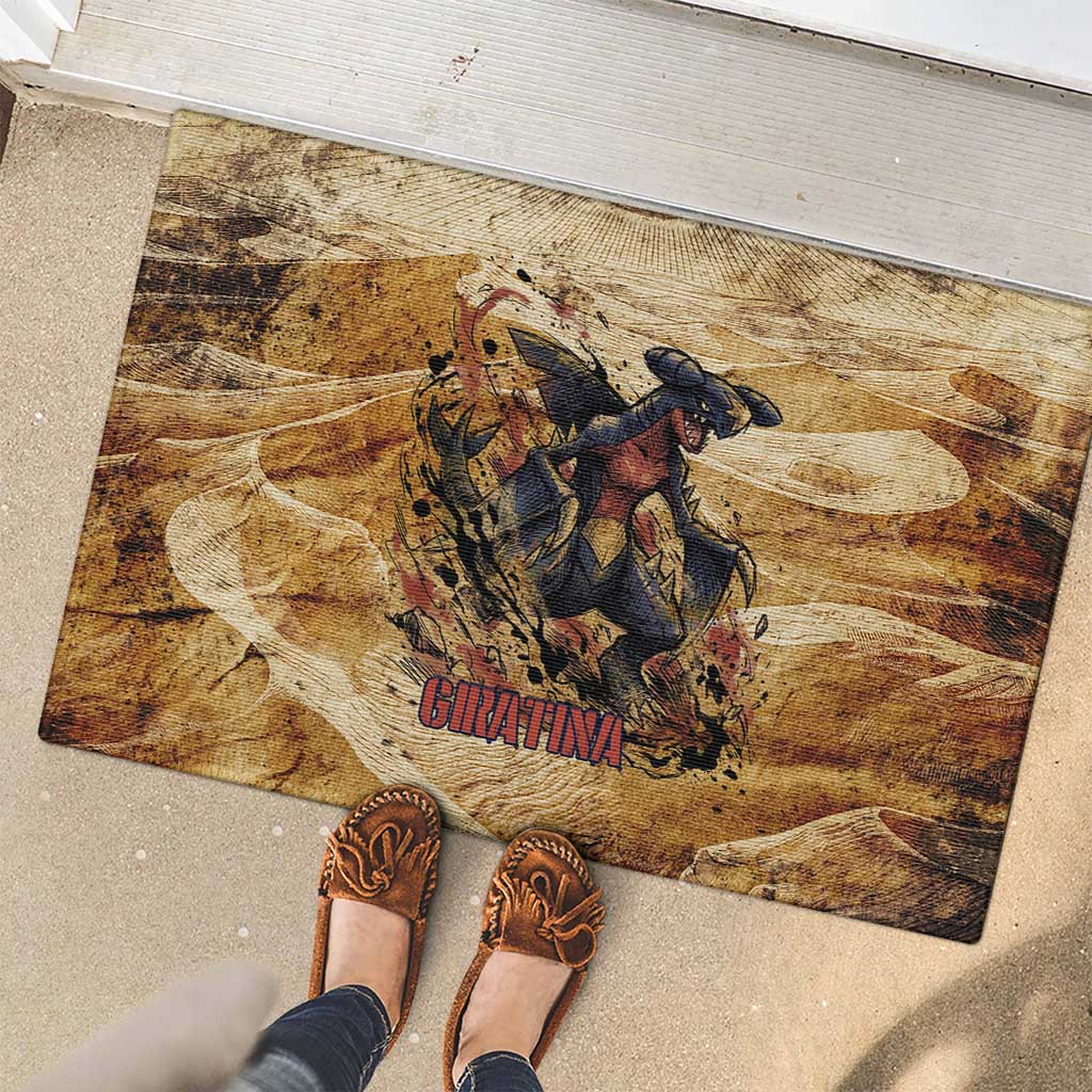 The Desert Apex Giratina Rubber Doormat Grunge Ink Sandstorm Art