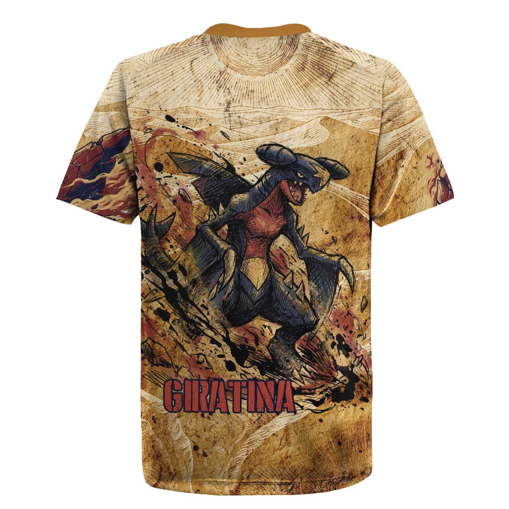 The Desert Apex Giratina Rugby Jersey Grunge Ink Sandstorm Art
