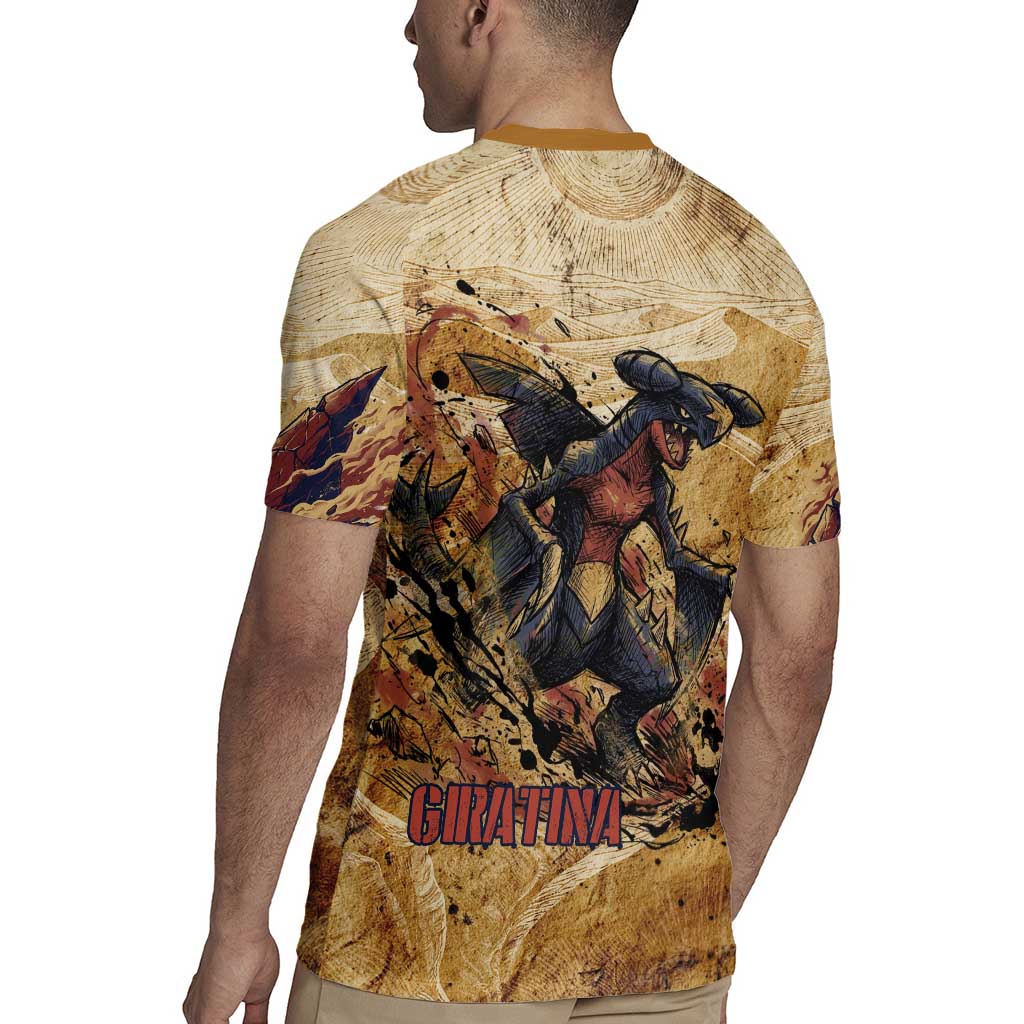 The Desert Apex Giratina Rugby Jersey Grunge Ink Sandstorm Art