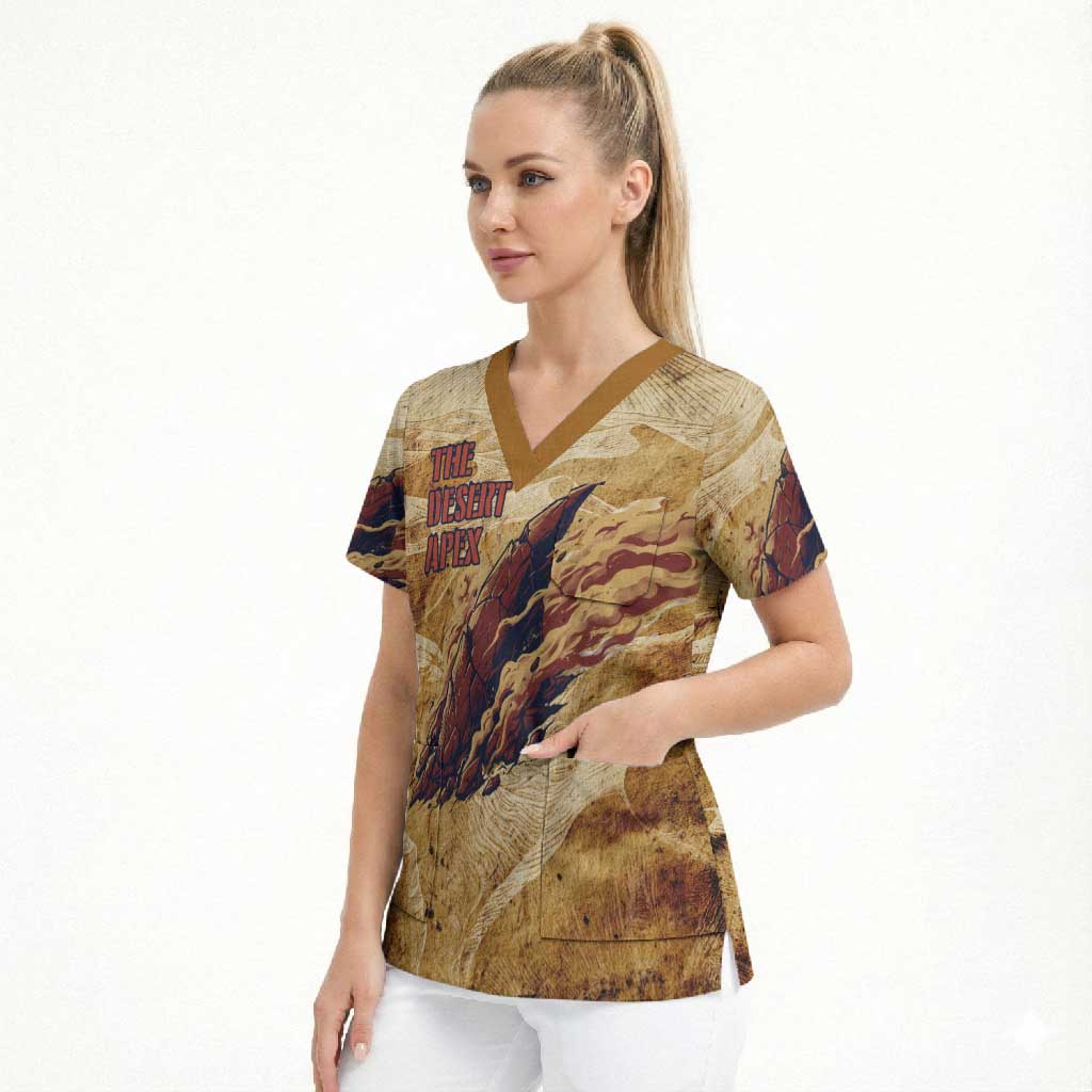 The Desert Apex Giratina Scrub Top Grunge Ink Sandstorm Art