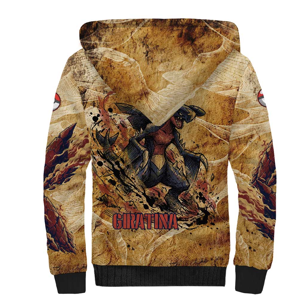 The Desert Apex Giratina Sherpa Hoodie Grunge Ink Sandstorm Art