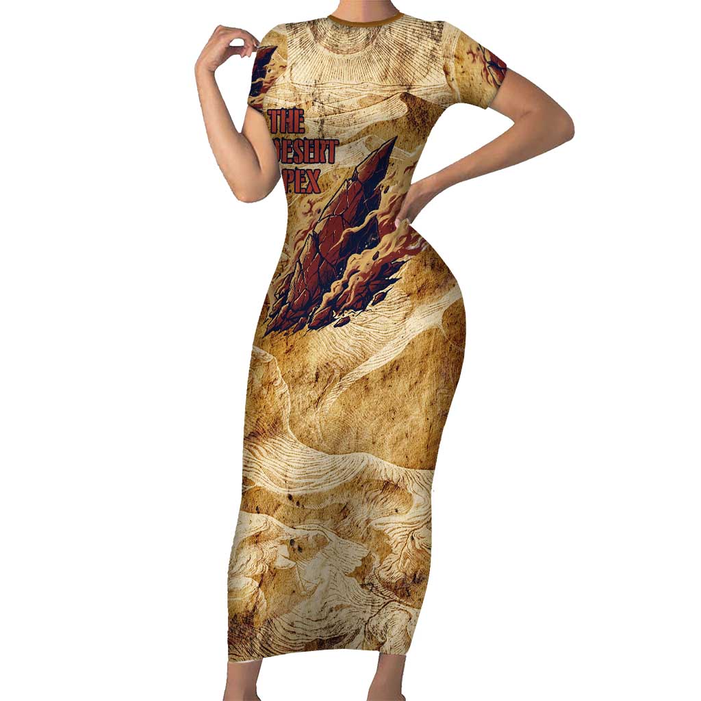 The Desert Apex Giratina Short Sleeve Bodycon Dress Grunge Ink Sandstorm Art