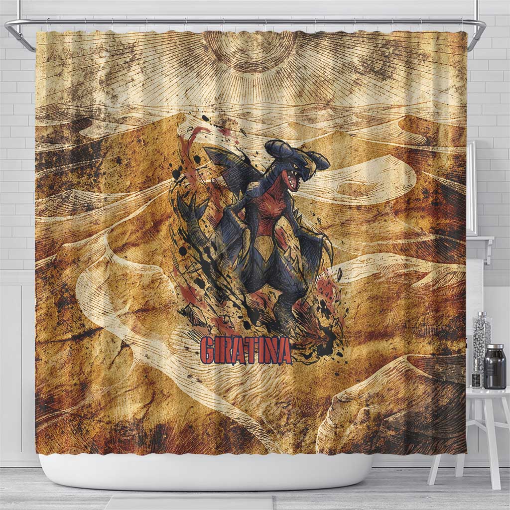The Desert Apex Giratina Shower Curtain Grunge Ink Sandstorm Art