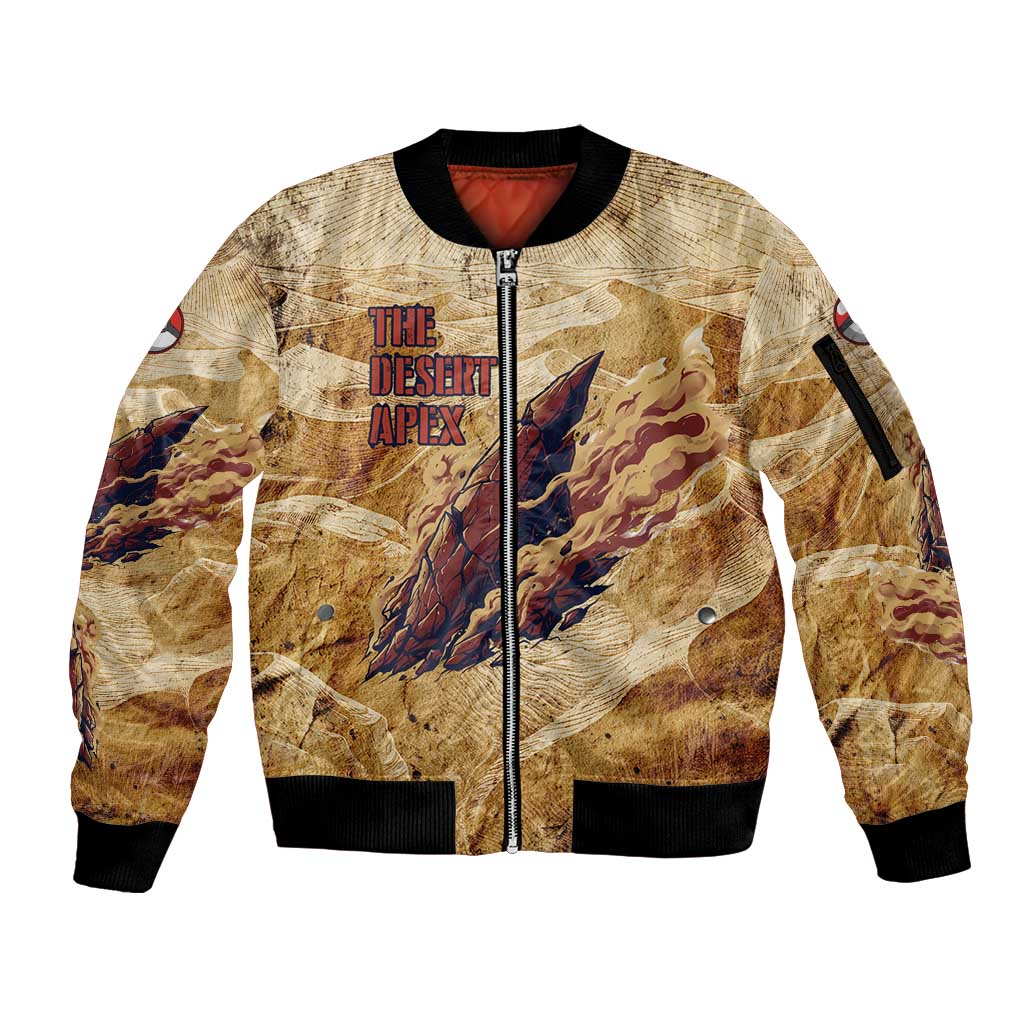 The Desert Apex Giratina Sleeve Zip Bomber Jacket Grunge Ink Sandstorm Art
