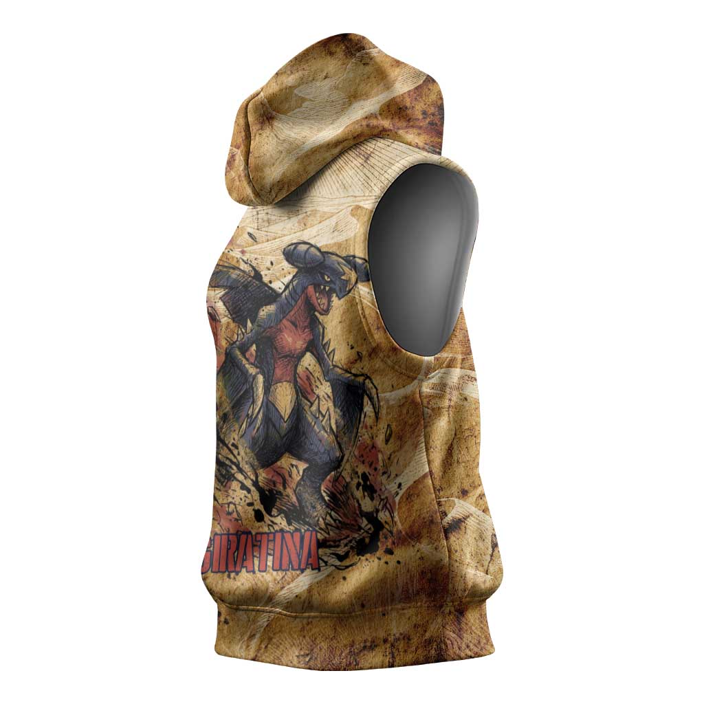 The Desert Apex Giratina Sleeveless Hoodie Grunge Ink Sandstorm Art