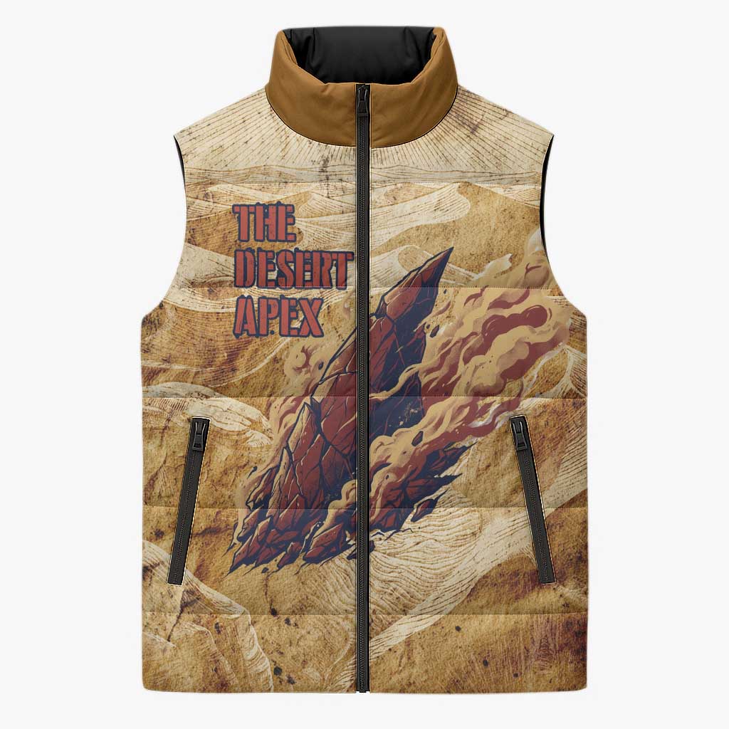 The Desert Apex Giratina Sleeveless Puffer Jacket Grunge Ink Sandstorm Art