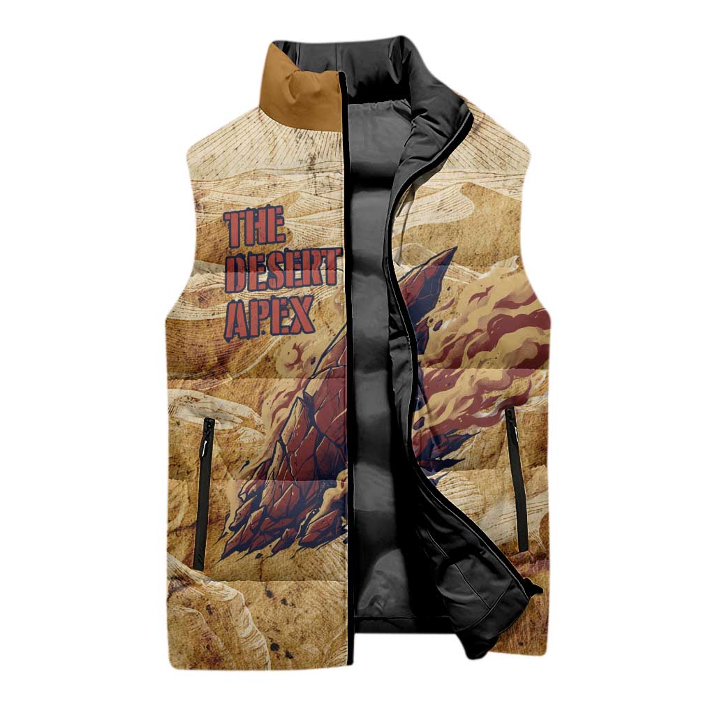 The Desert Apex Giratina Sleeveless Puffer Jacket Grunge Ink Sandstorm Art