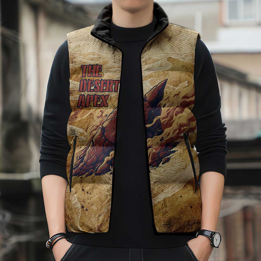 The Desert Apex Giratina Sleeveless Puffer Jacket Grunge Ink Sandstorm Art
