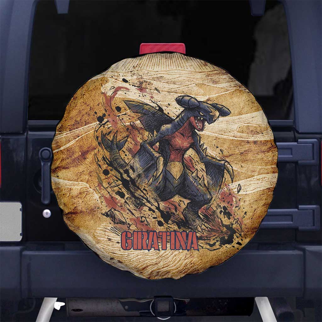 The Desert Apex Giratina Spare Tire Cover Grunge Ink Sandstorm Art
