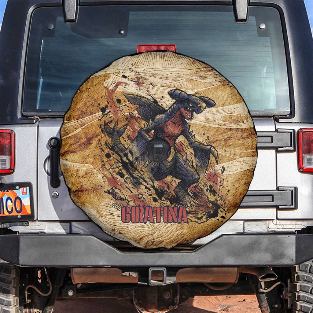 The Desert Apex Giratina Spare Tire Cover Grunge Ink Sandstorm Art