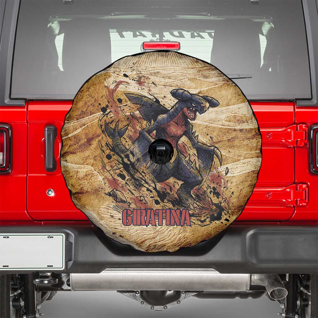 The Desert Apex Giratina Spare Tire Cover Grunge Ink Sandstorm Art
