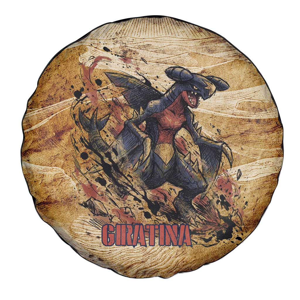 The Desert Apex Giratina Spare Tire Cover Grunge Ink Sandstorm Art