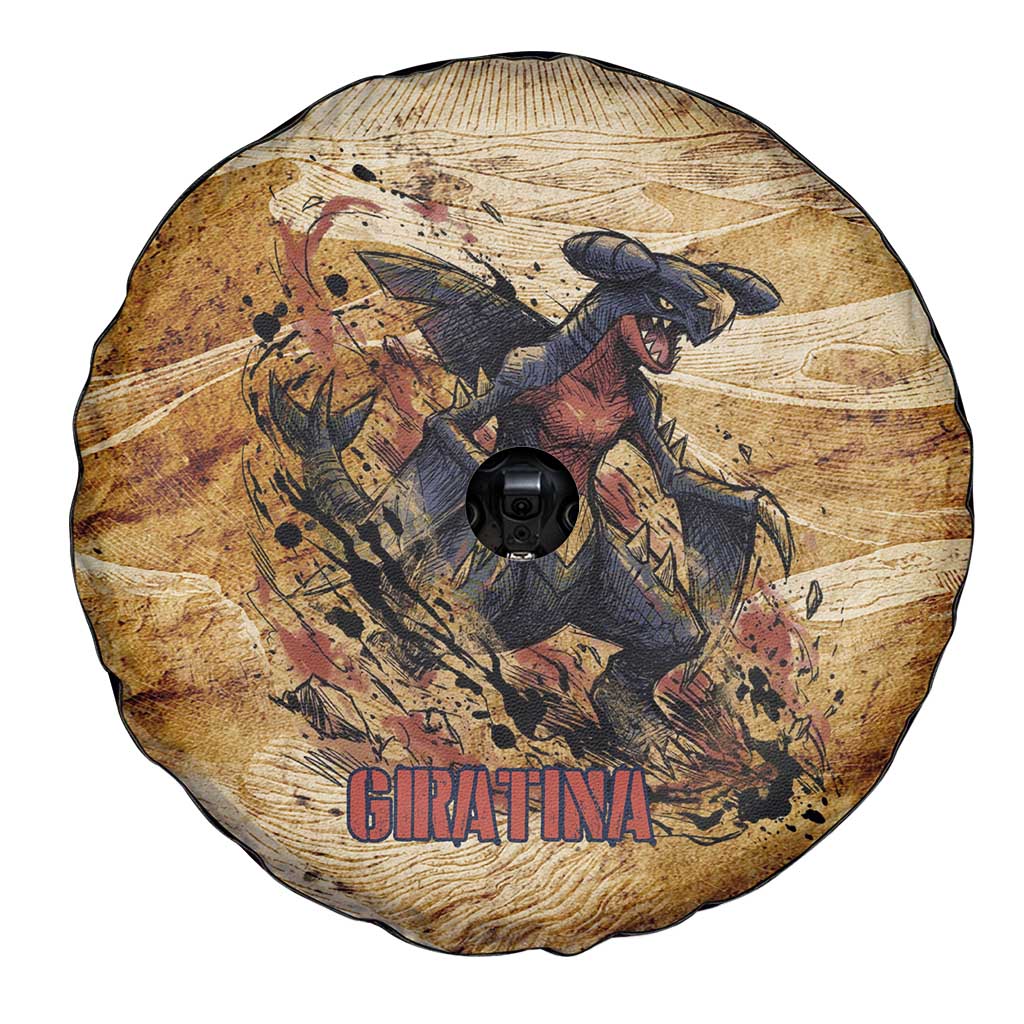The Desert Apex Giratina Spare Tire Cover Grunge Ink Sandstorm Art