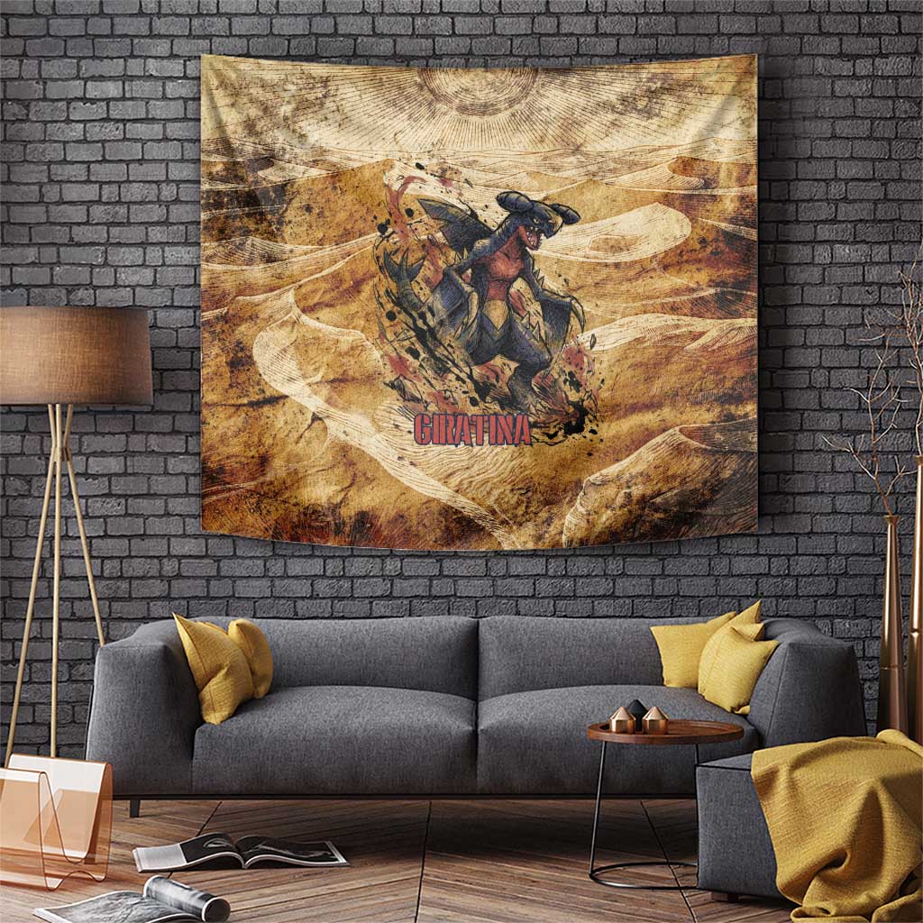 The Desert Apex Giratina Tapestry Grunge Ink Sandstorm Art