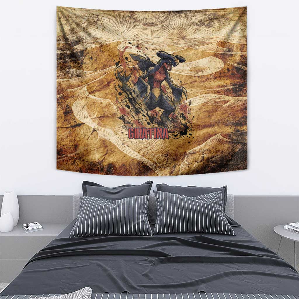 The Desert Apex Giratina Tapestry Grunge Ink Sandstorm Art