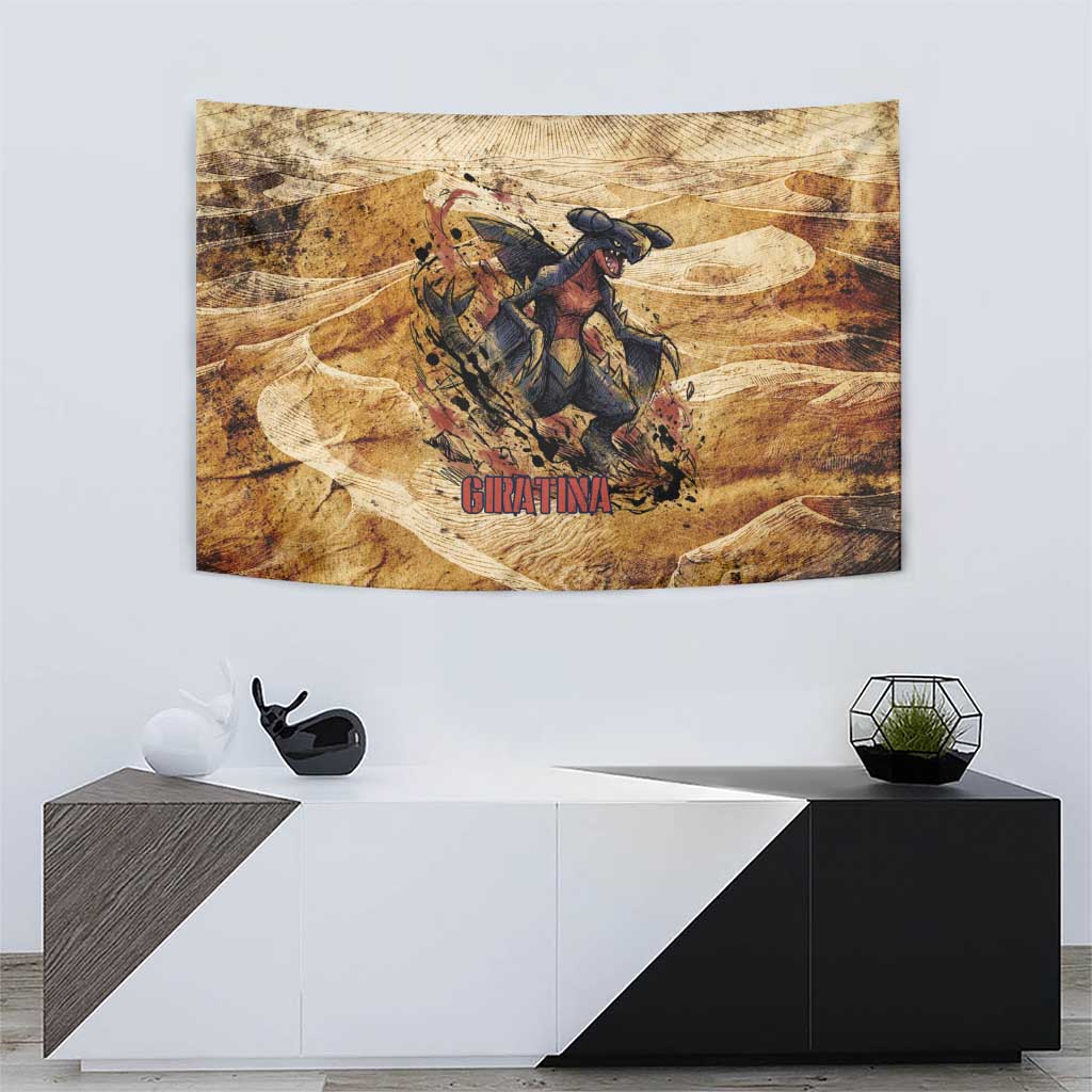 The Desert Apex Giratina Tapestry Grunge Ink Sandstorm Art