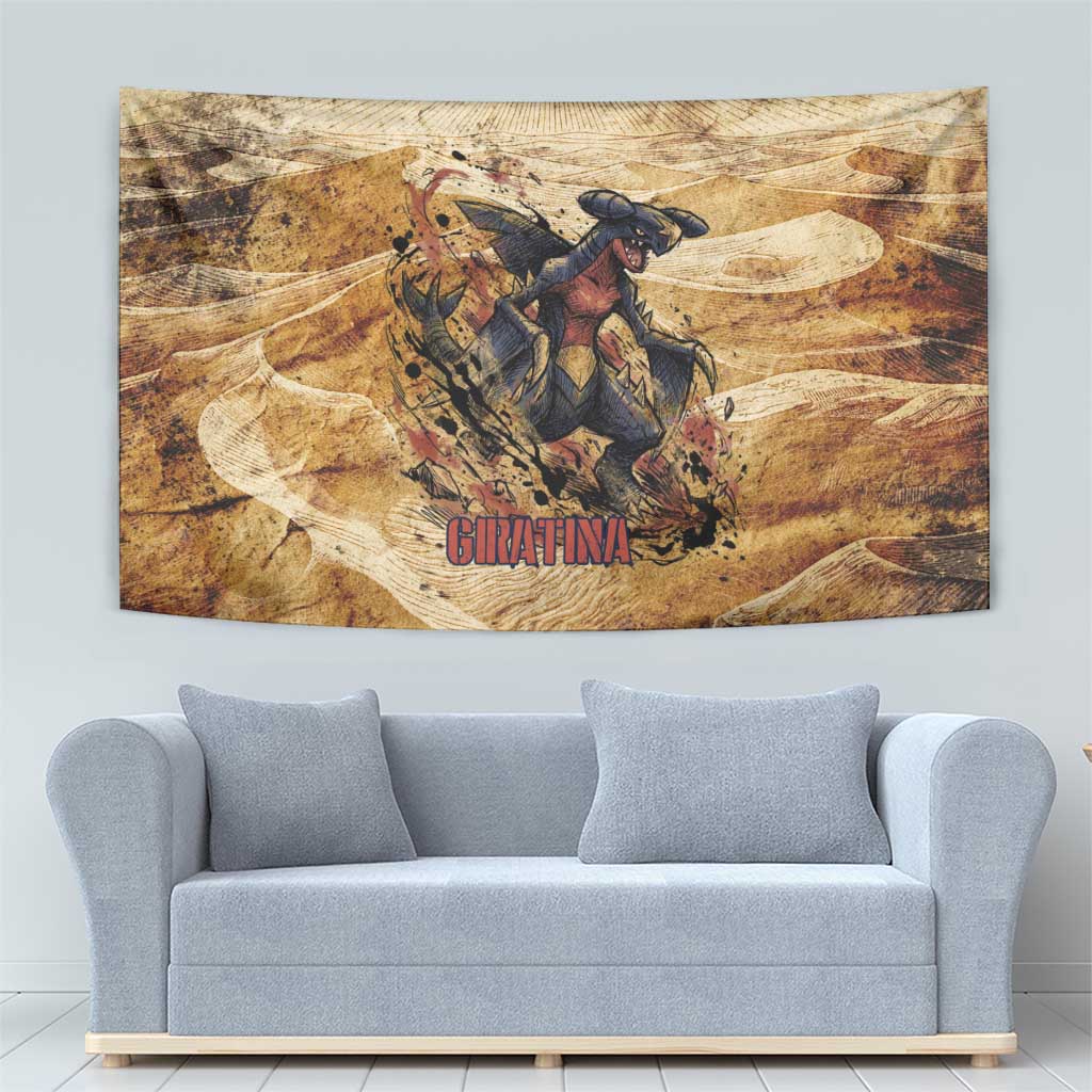 The Desert Apex Giratina Tapestry Grunge Ink Sandstorm Art
