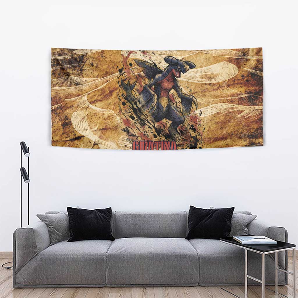 The Desert Apex Giratina Tapestry Grunge Ink Sandstorm Art
