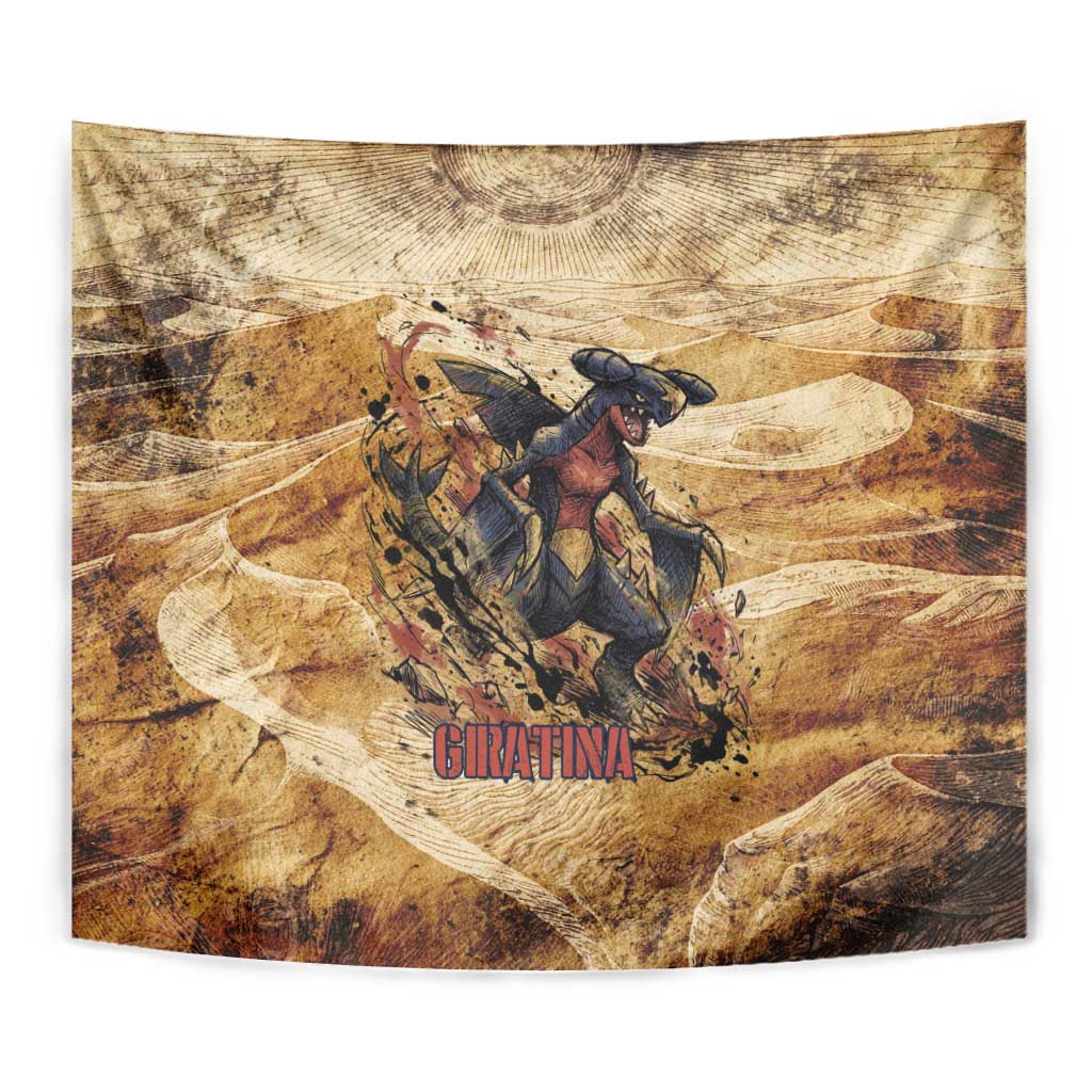 The Desert Apex Giratina Tapestry Grunge Ink Sandstorm Art