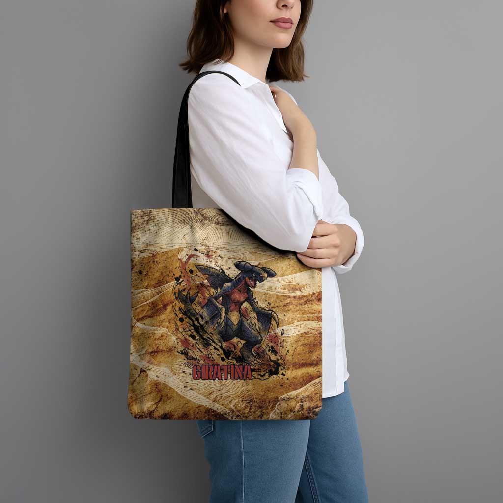 The Desert Apex Giratina Tote Bag Grunge Ink Sandstorm Art