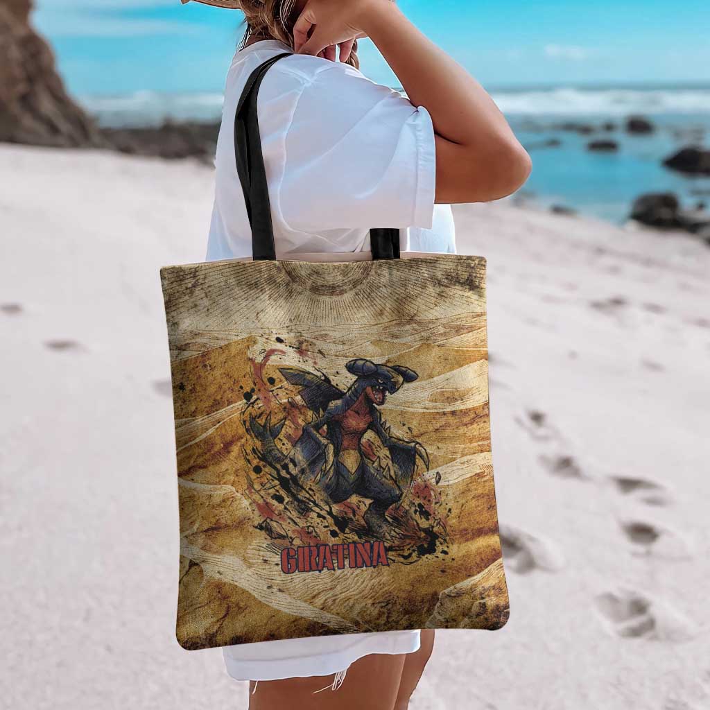 The Desert Apex Giratina Tote Bag Grunge Ink Sandstorm Art