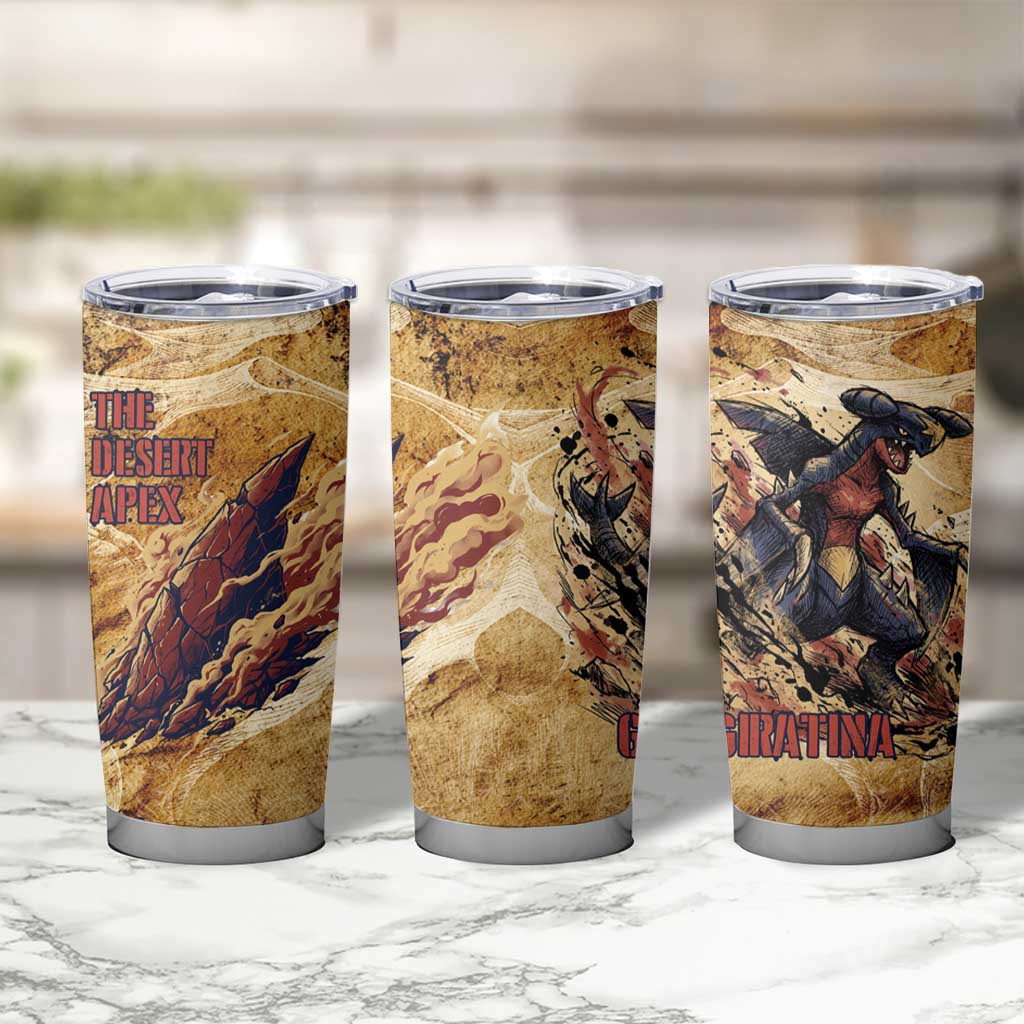 The Desert Apex Giratina Tumbler Cup Grunge Ink Sandstorm Art