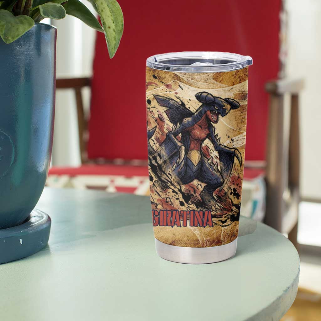 The Desert Apex Giratina Tumbler Cup Grunge Ink Sandstorm Art