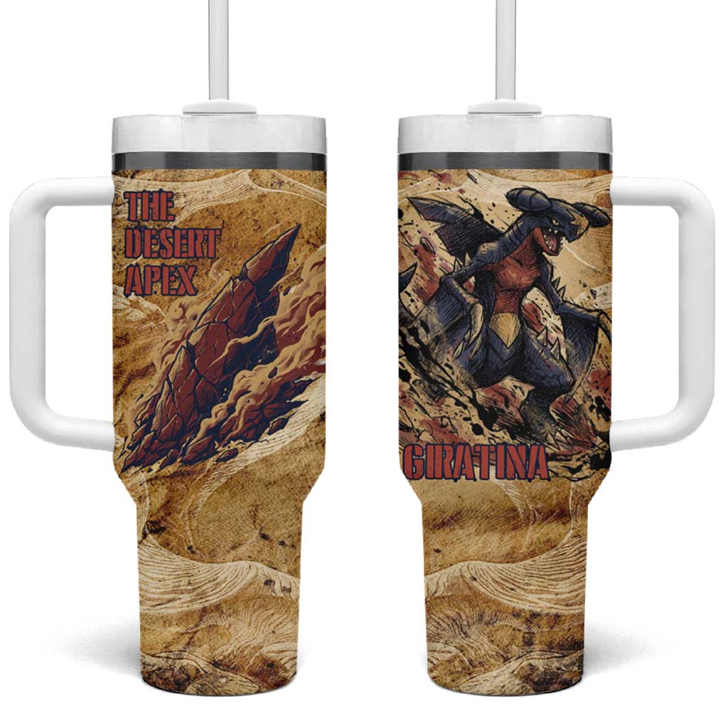 The Desert Apex Giratina Tumbler With Handle Grunge Ink Sandstorm Art