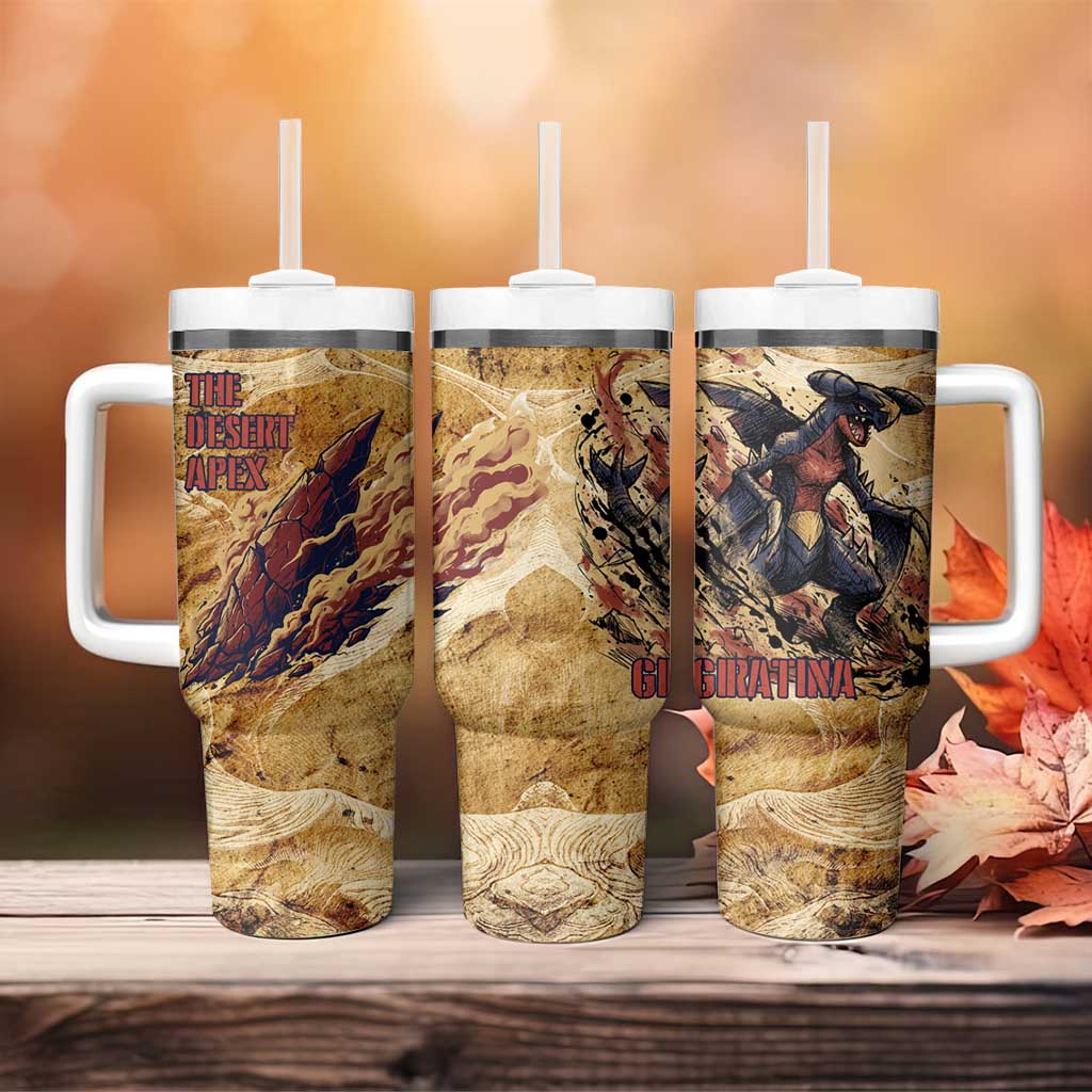 The Desert Apex Giratina Tumbler With Handle Grunge Ink Sandstorm Art
