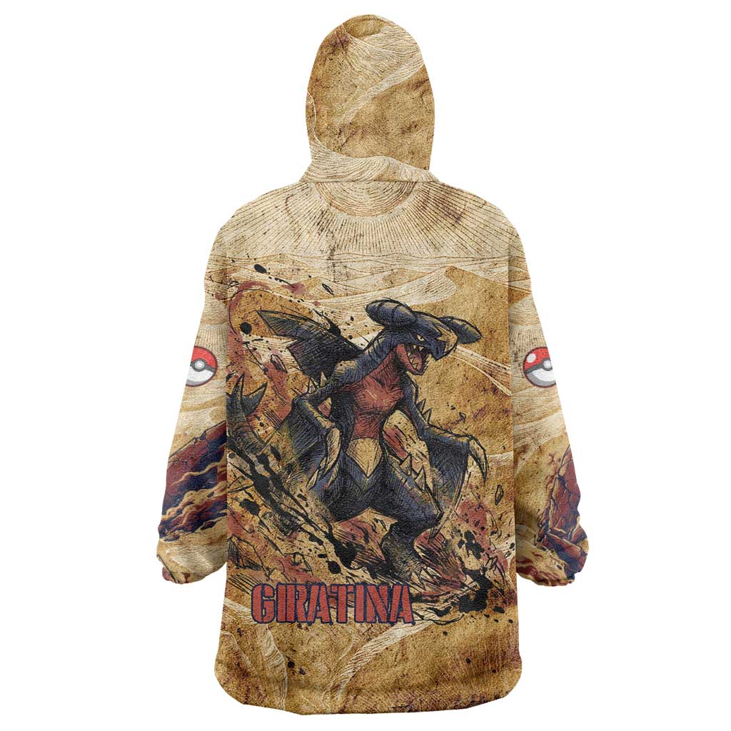 The Desert Apex Giratina Wearable Blanket Hoodie Grunge Ink Sandstorm Art