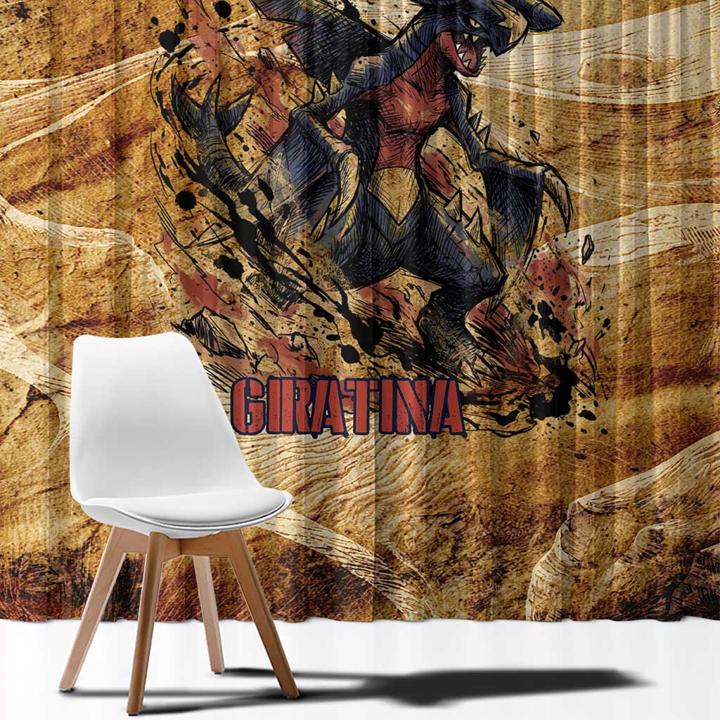 The Desert Apex Giratina Window Curtain Grunge Ink Sandstorm Art