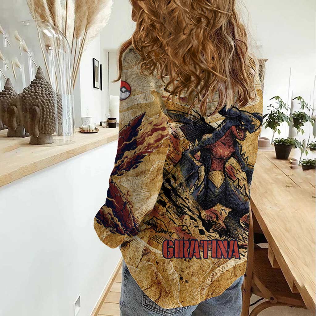 The Desert Apex Giratina Women Casual Shirt Grunge Ink Sandstorm Art