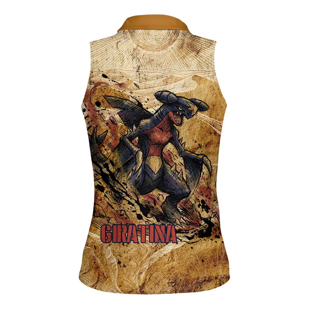 The Desert Apex Giratina Women Sleeveless Polo Shirt Grunge Ink Sandstorm Art