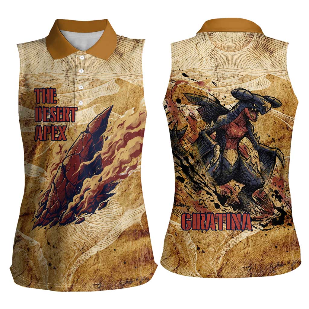 The Desert Apex Giratina Women Sleeveless Polo Shirt Grunge Ink Sandstorm Art