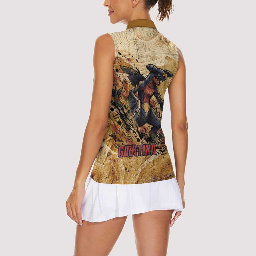 The Desert Apex Giratina Women Sleeveless Polo Shirt Grunge Ink Sandstorm Art