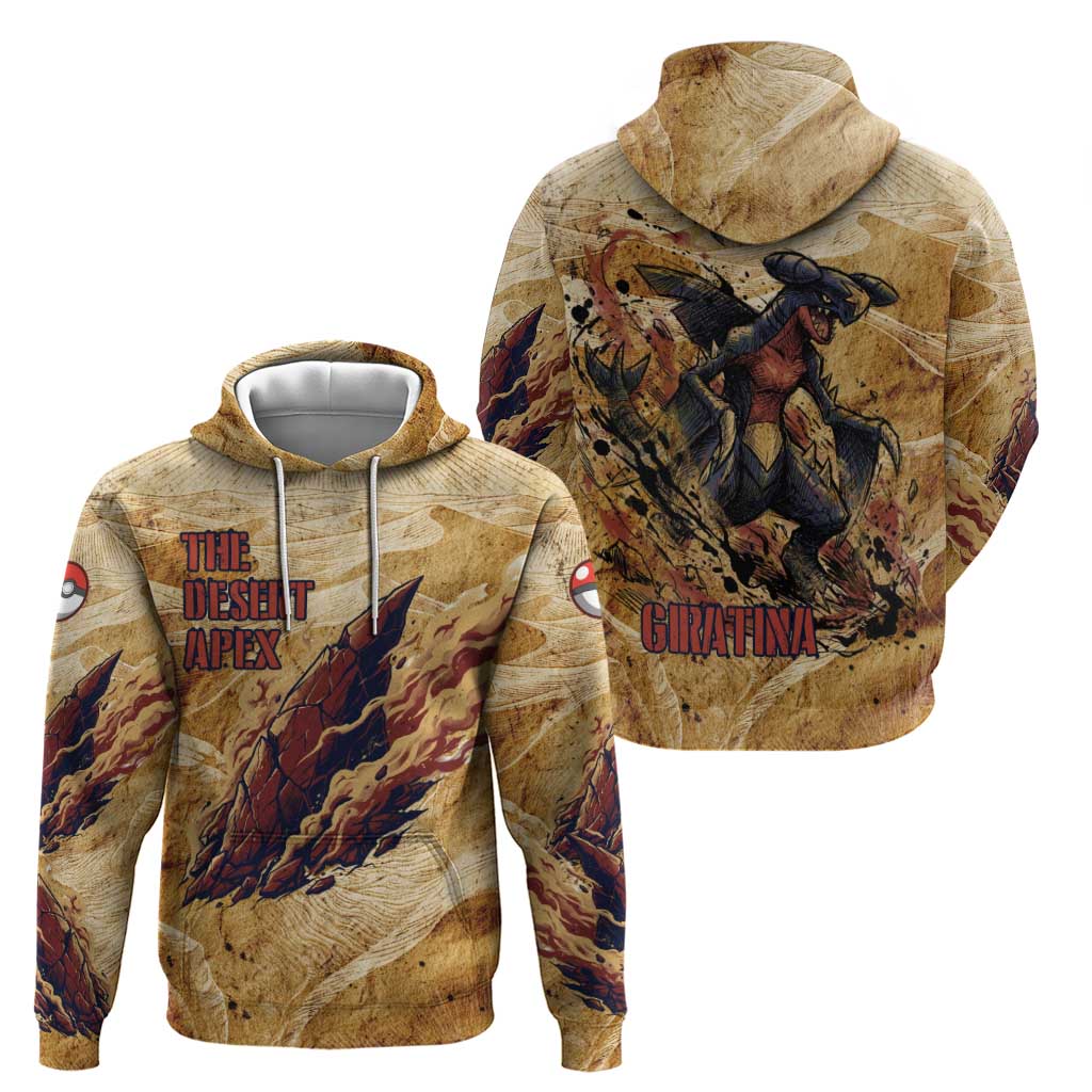 The Desert Apex Giratina Zip Hoodie Grunge Ink Sandstorm Art