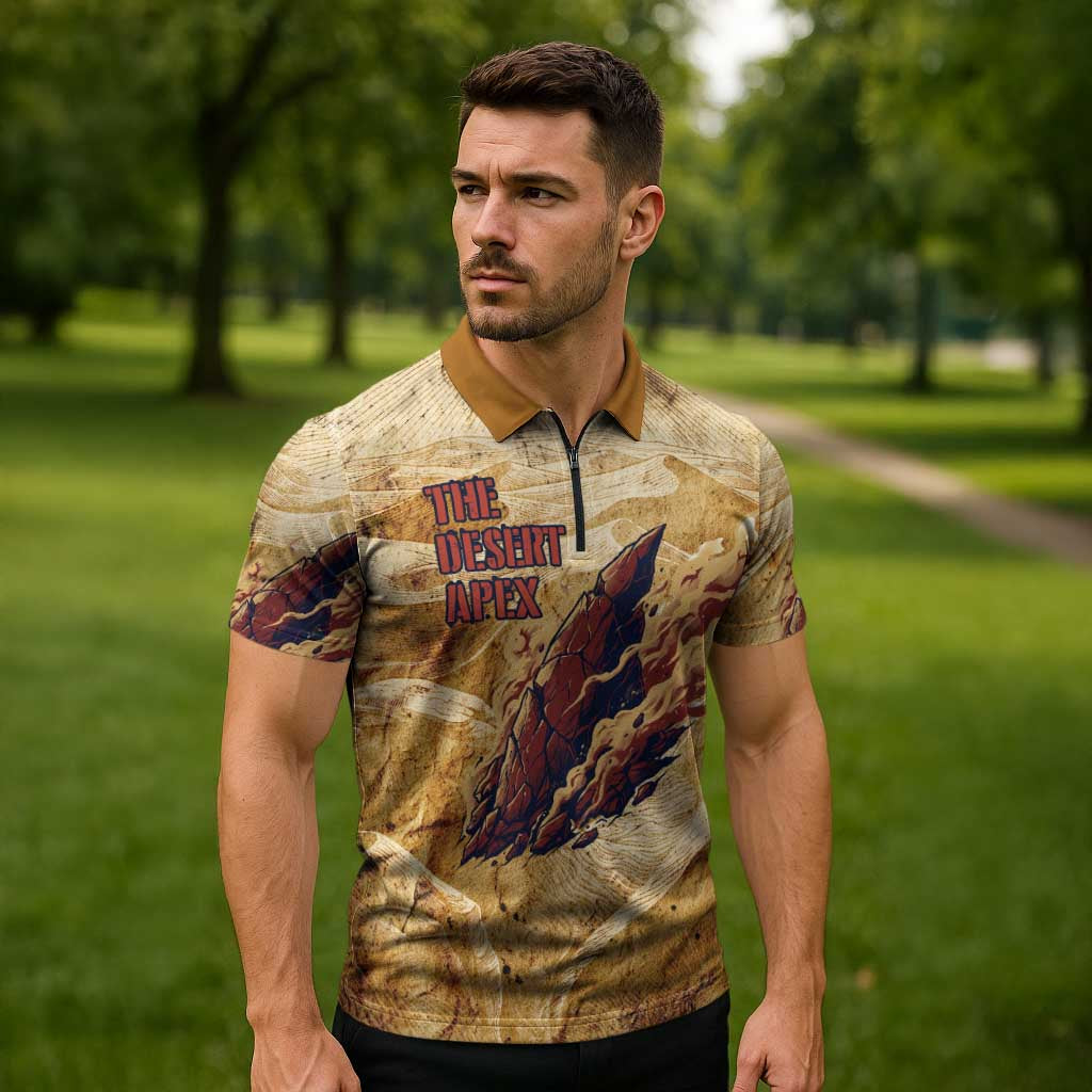 The Desert Apex Giratina Zipper Polo Shirt Grunge Ink Sandstorm Art